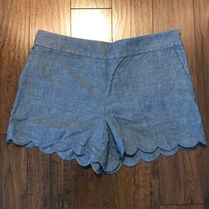 The Loft Scallop Linen Blue Shorts
